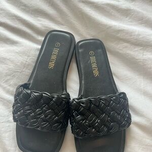 Dream Pairs Black Braided Slide Sandals
